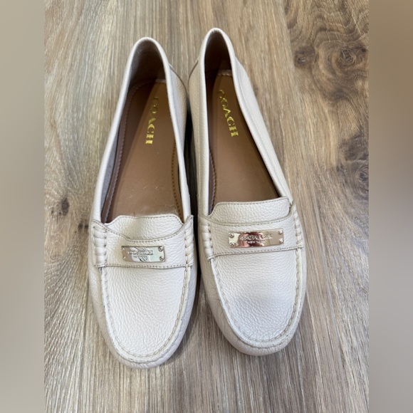 Coach Fredrick Bone Nubuck Leather Slip-On Loafers Driving Moccasins Size 10 - Picture 1 of 6